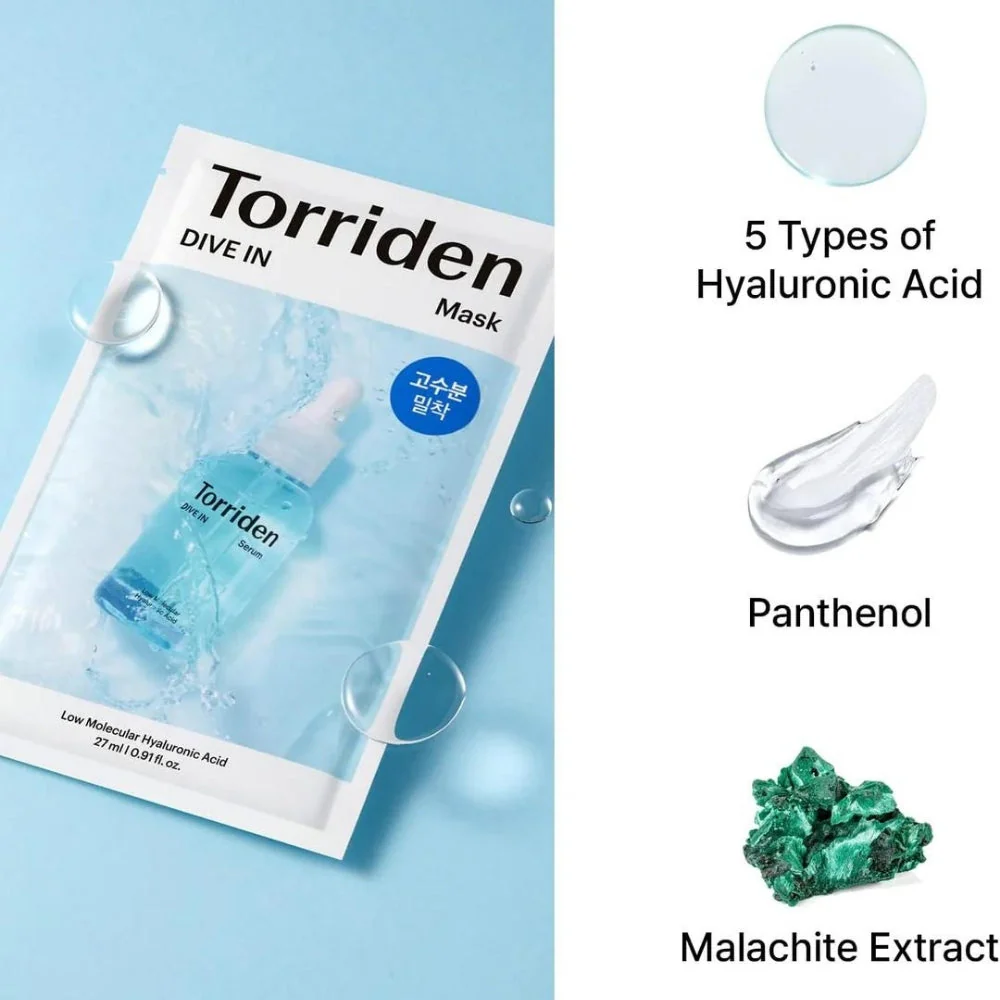 DIVE-IN Low molecule Hyaluronic acid Mask Box [10pcs] - Image 2