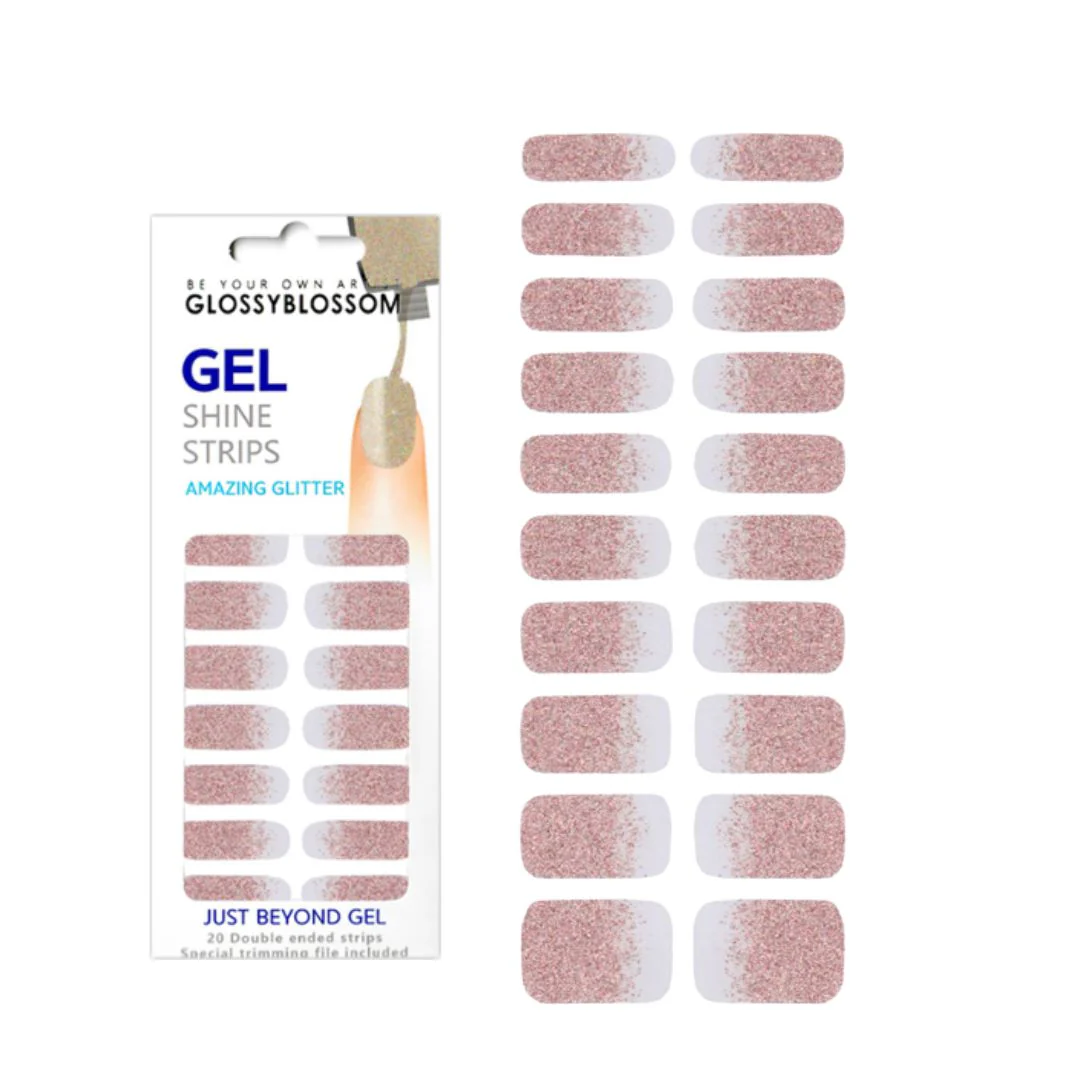 Gel Nail Strips - Gold Pink Gradation Amazing Glitter