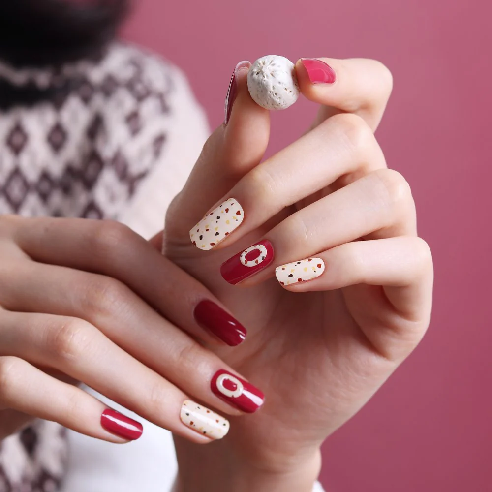 Gel Nail Strips - Red Bean Donut - Image 2
