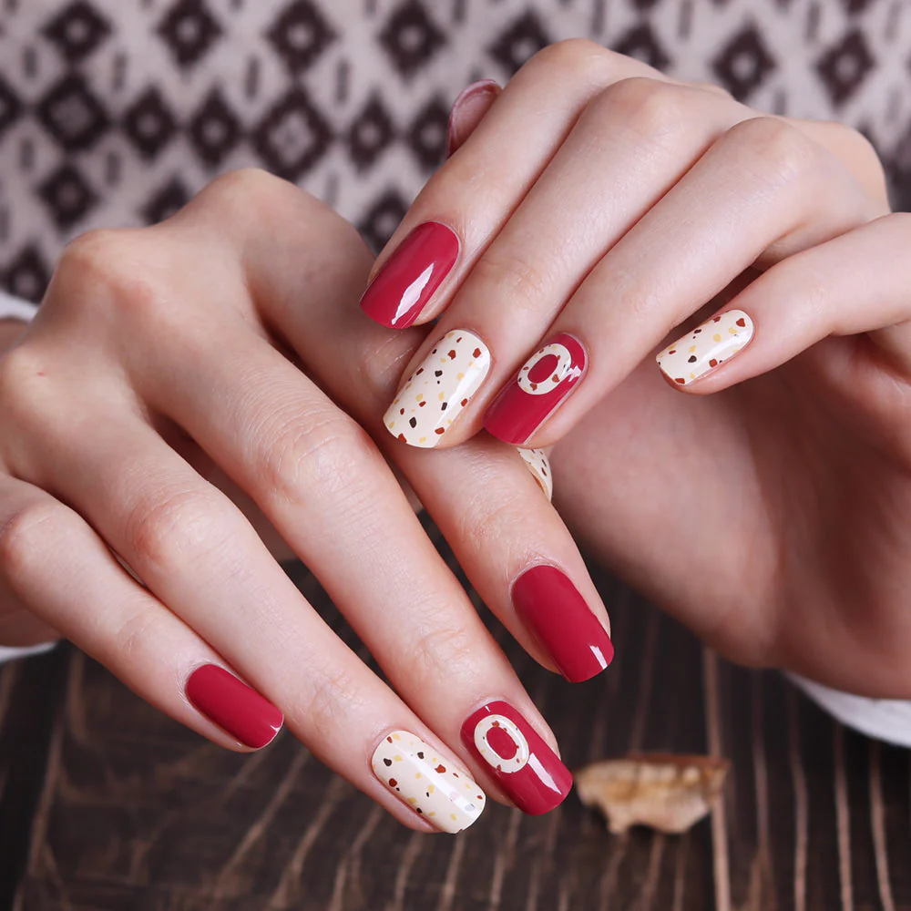 Gel Nail Strips - Red Bean Donut - Image 3