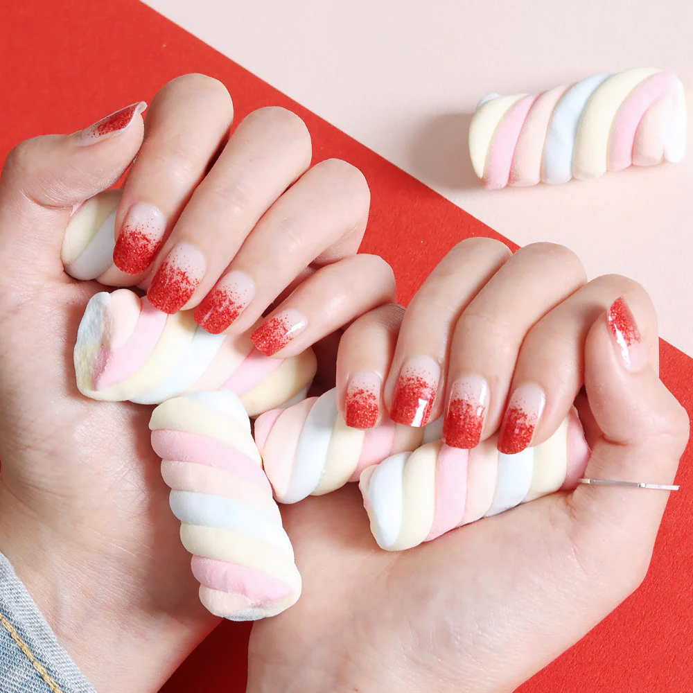 Gel Nail Strips - Red Deep Gradation Amazing Glitter - Image 2