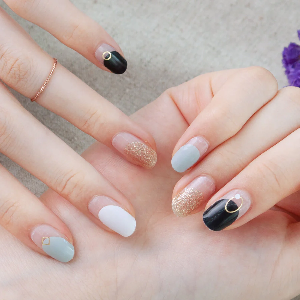 Gel Nail Strips - Stone Circle French - Image 2