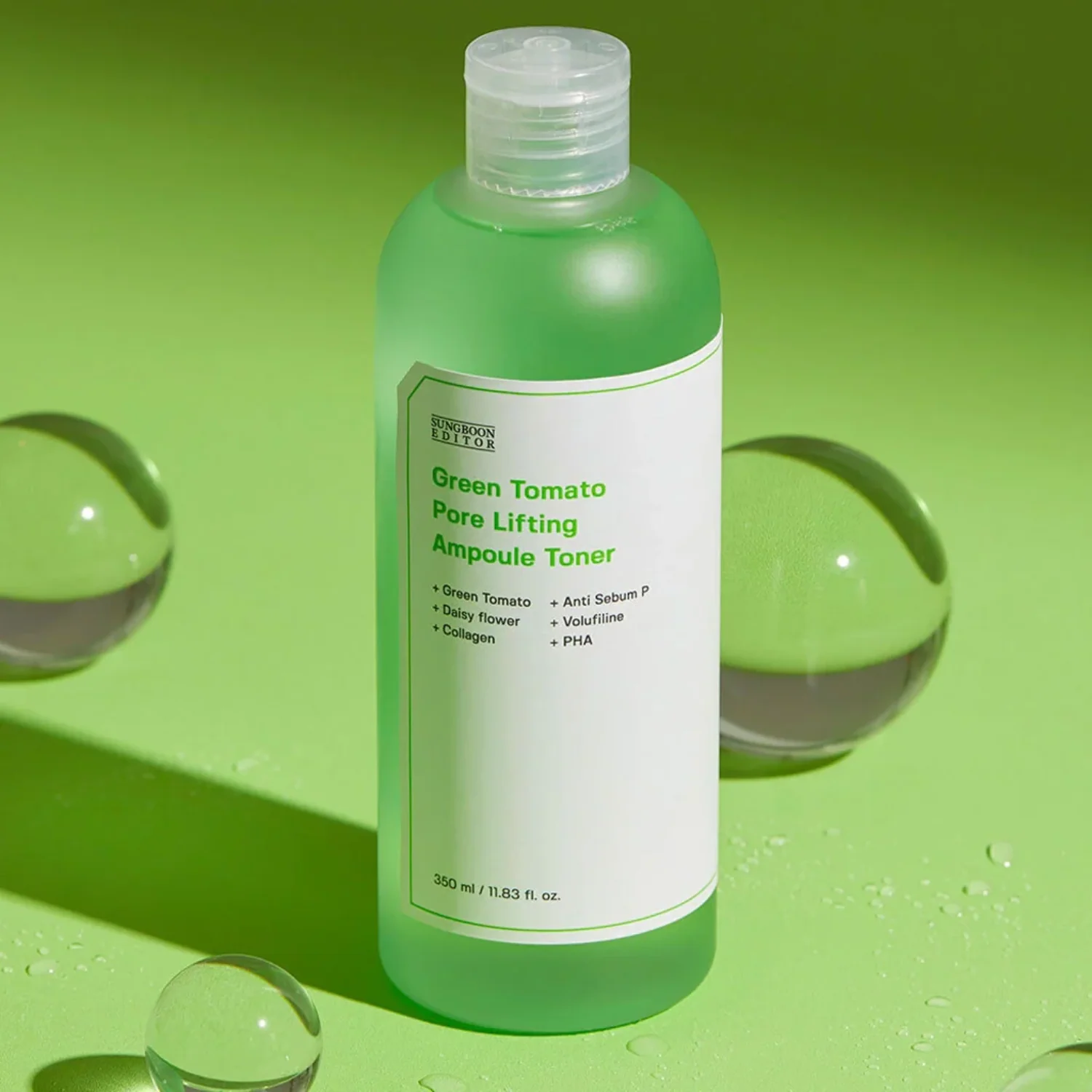 Green Tomato Pore Lifting Ampoule Toner 350ml - Image 2