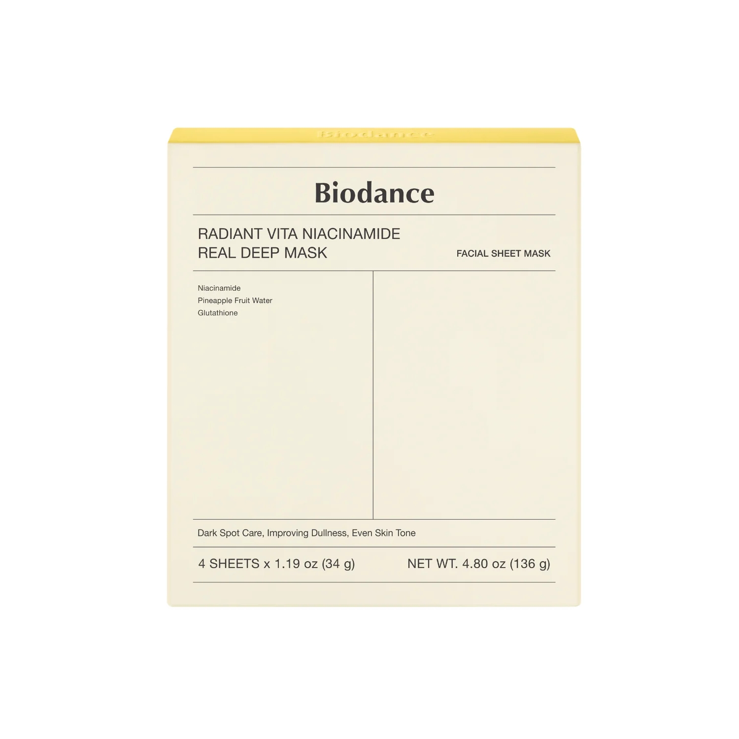 Radiant Vita Niacinamide Real Deep Mask Box [4pcs]